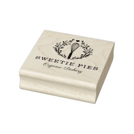 Einfache, lustige und minimale Bakery Whisk Logo Gummistempel