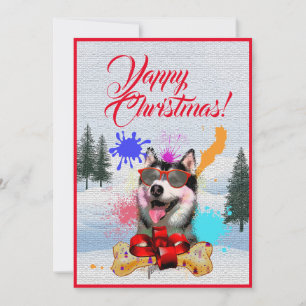 Einfache lustige Weihnachtskarte mit Sibirischem H Ankündigung