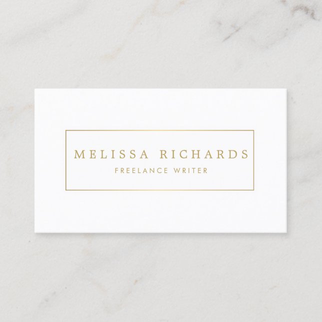 Einfache Luxe White Writer, Author Business Card Visitenkarte (Vorderseite)