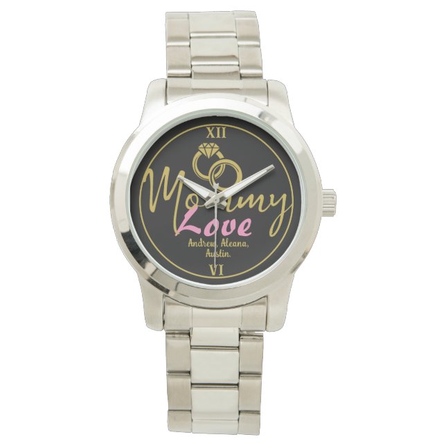 Einfache Luxus Mommy Mama Namen Personalisiert Cus Armbanduhr (Vorderseite)