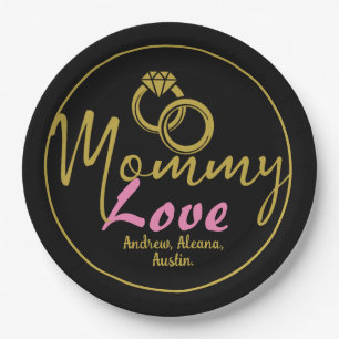 Einfache Luxus Mommy Mama Namen Personalisiert Cus Pappteller