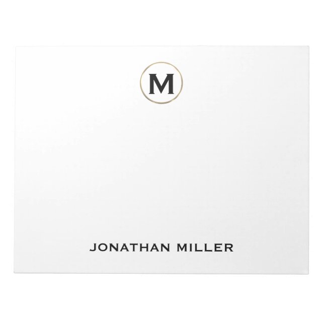Einfache Luxus Monogramm 11 x 8,5 Notizblock (Vorderseite)