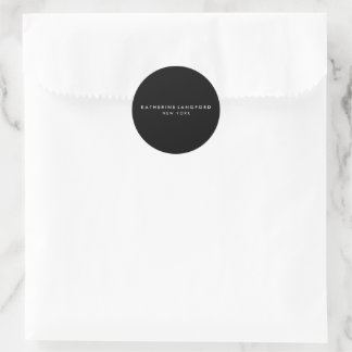 Einfache Luxus Schwarz & Weiß Minimal Boutique Runder Aufkleber