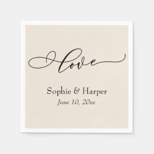 Einfache Luxusschrift Liebe Typografie Creme Serviette