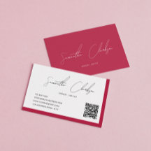 Einfache Magenta Hot Pink Handgeschriebener QR-Cod