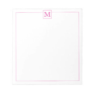 Einfache Magenta Initial Monogram Square-Grenze Notizblock