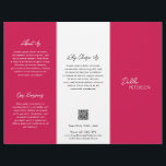 Einfache Magenta Rosa Zeitgenössischer QR-Code Mod Flyer<br><div class="desc">Moderner und beruflicher magenta / fuschia rosa dreispurer Prospekt-Flyer mit einem einfachen und minimalen Design mit Ihrem Namen in einem eleganten Drehbuch und zeitgenössischen Sans Serif Schriftart. Die Vorlage enthält mehrere geteilte Bereiche für Ihre Dienste in einem minimalistischen Layout. Der Rücken hat Ihre Kontaktdaten und optionalen QR-Code. Wenn Sie es...</div>