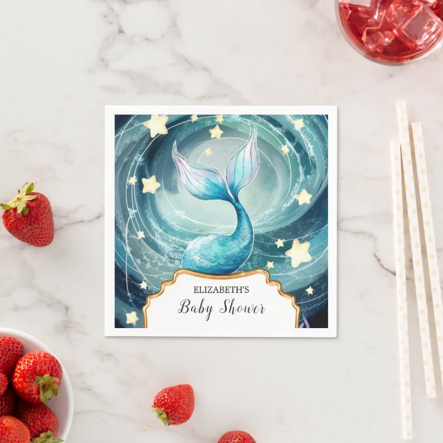 Einfache Magische Mermaid Baby-Dusche Serviette (Beispiel)