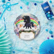 Einfache magische Schwarze Einhorn Geburtstag