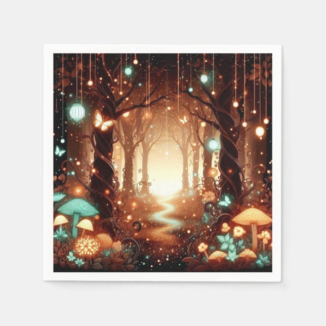 Einfache, majestätisch verzauberte Forest Baby Dus Serviette (Vorderseite)