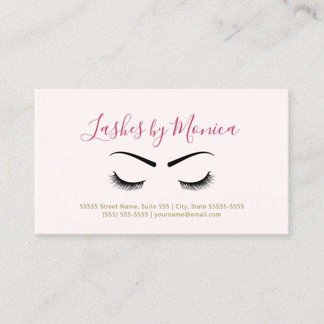 Einfache Makeup-Künstlerin mit Eyelashes und Augen Visitenkarte (Vorderseite)