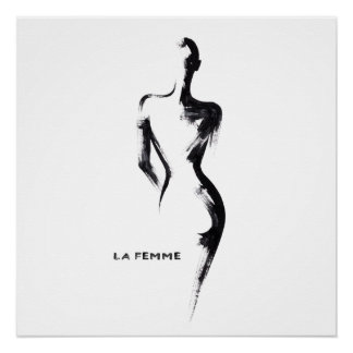 Einfache Malerei Gouache La Femme 01 Poster