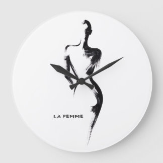 Einfache Malerei Gouache La Femme 01 Poster Große Wanduhr