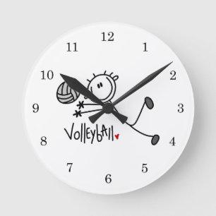 Einfache männliche Stockfigur Volleyball Runde Wanduhr