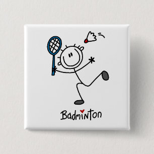 Einfache männliche Strichmännchen-Badminton Button