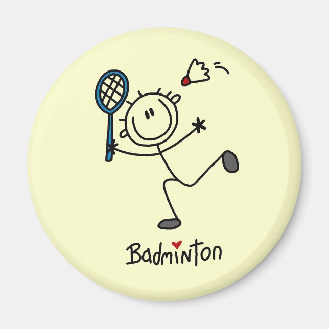 Einfache männliche Strichmännchen-Badminton Magnet (Vorne)