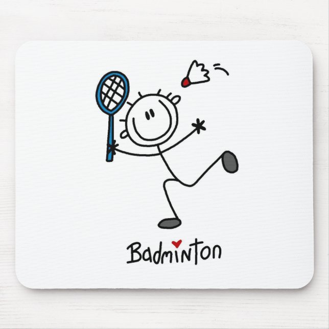 Einfache männliche Strichmännchen-Badminton Mousepad (Vorne)
