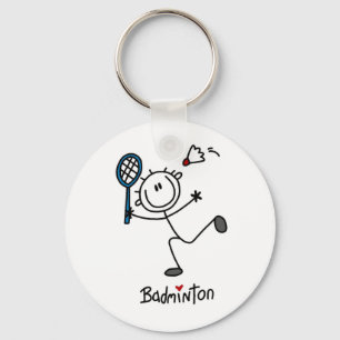 Einfache männliche Strichmännchen-Badminton Schlüsselanhänger