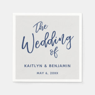 Einfache Marine auf grauem Typografie Die Hochzeit Serviette