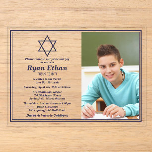 Einfache Marine Star von David Foto Bar Mitzvah Acryleinladungen