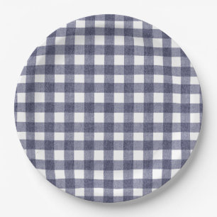 Einfache marinekarierte Papierplatten Pappteller