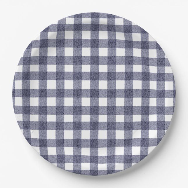 Einfache marinekarierte Papierplatten Pappteller (Vorderseite)