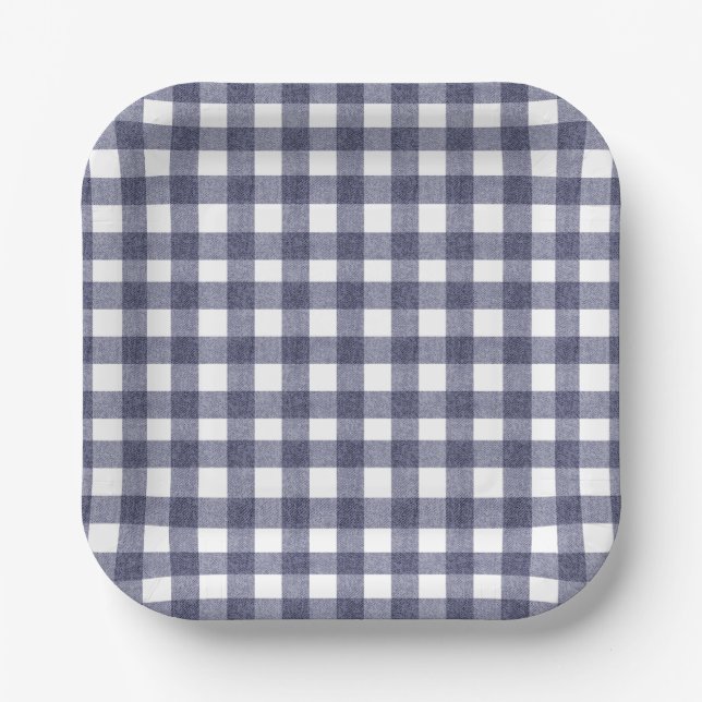Einfache marinekarierte Papierplatten Pappteller (Vorderseite)