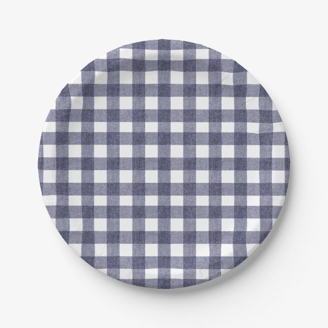 Einfache marinekarierte Papierplatten Pappteller (Vorderseite)