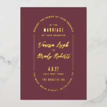 Einfache Maroon-Minimalistische Hochzeitseinladung