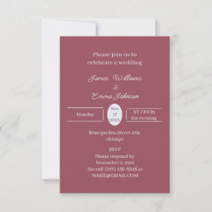 Einfache Maroon-Personalisierte Hochzeitseinladung Save The Date