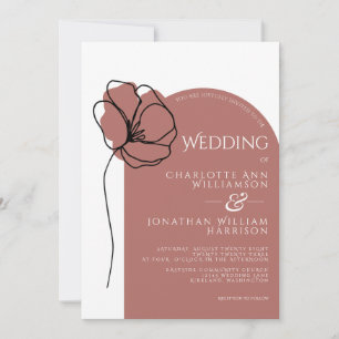 Einfache Mauve Dusty Rose Blumenmuster Modern Arch Einladung