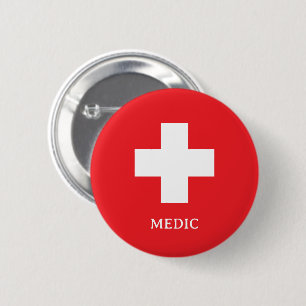 Einfache MEDIZIN & Erste Hilfe, Kreuz, Krankenwage Button