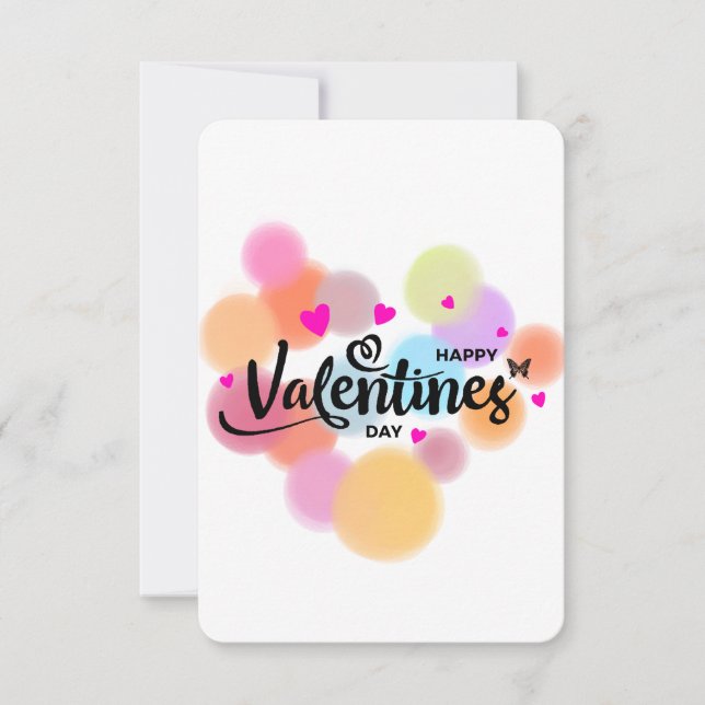 Einfache mehrfarbige Valentintagskarte Dankeskarte (Vorderseite)