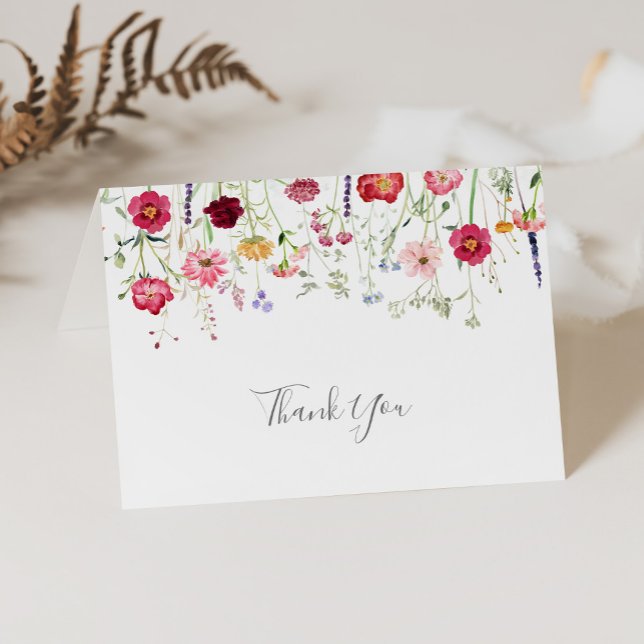 Einfache mehrfarbige Wildblume geflochtene Hochzei Dankeskarte (Von Creator hochgeladen)