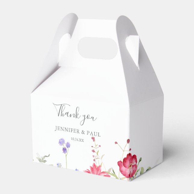 Einfache mehrfarbige Wildblume Hochzeit Geschenkschachtel (Vorderseite)