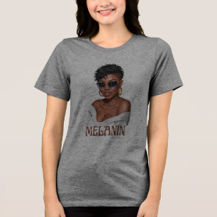 Einfache Melanin modische Frau schwarze Geschichte Tri-Blend Shirt
