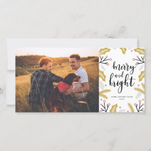 Einfache Merry & Bright   LGBT-Foto-Weihnachtskart Feiertagskarte