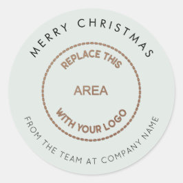 Einfache Merry Christmas Company Logo Powder Blue Runder Aufkleber