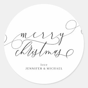 Einfache Merry Christmas Signatur Runder Aufkleber