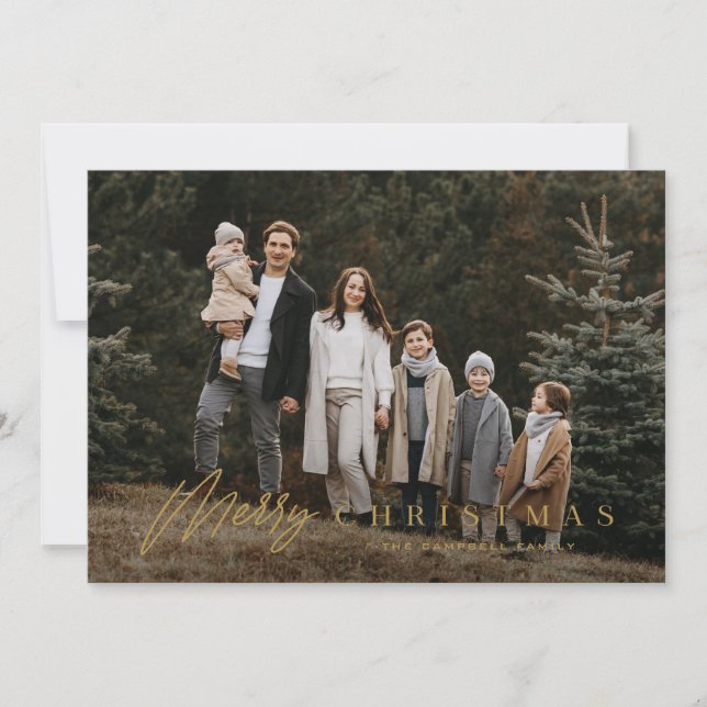 Einfache Merry Script 3 Foto Weihnachten (Vorderseite)