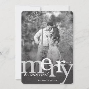 Einfache MERRY & Verheiratete Foto Weihnachtskarte Ankündigung