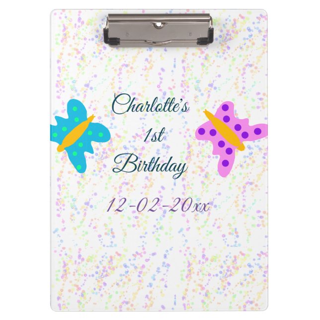 EINFACHE MINDESTANGABE.CUTIE ADD NAME BABY happy b Klemmbrett (Vorderseite)
