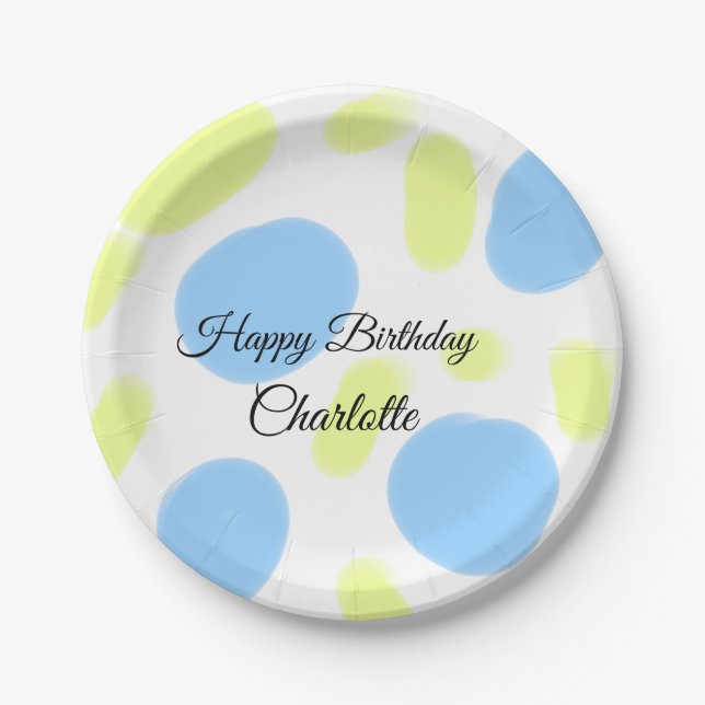 EINFACHE MINDESTANGABE.CUTIE ADD NAME BABY happy b Pappteller (Vorderseite)