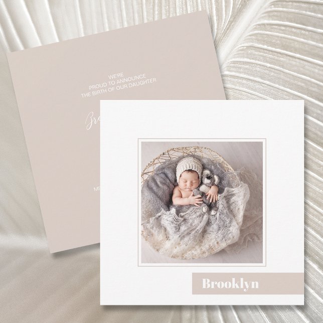 Einfache Minimal Baby Foto Geburtsankündigung Einladung (Von Creator hochgeladen)