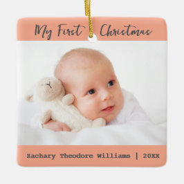 Einfache Minimal Baby's First Christmas Keepake Keramikornament