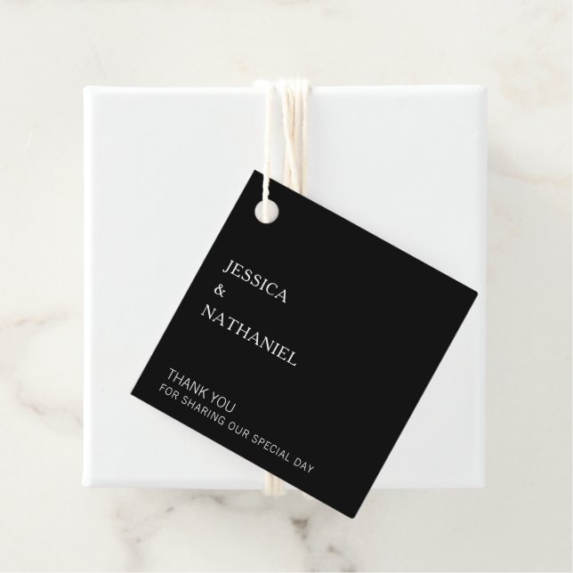 Einfache Minimal Black Modern Wedding Geschenkanhänger (Beispiel)