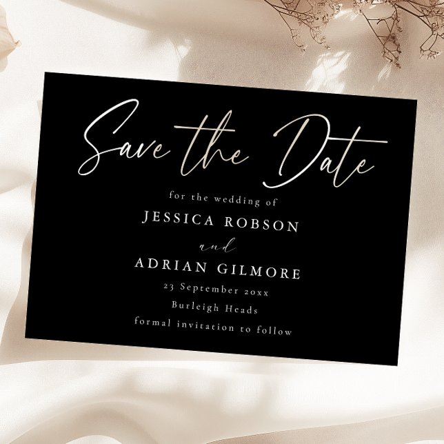 Einfache Minimal Black Modern Wedding Save The Date (Von Creator hochgeladen)