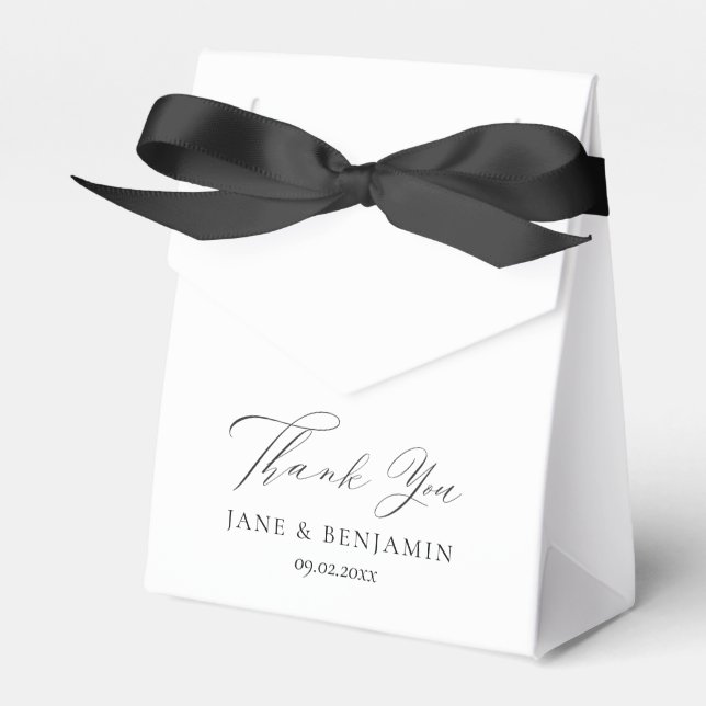 Einfache Minimal Black & White Luxury Hochzeit Geschenkschachtel (Vorderseite)