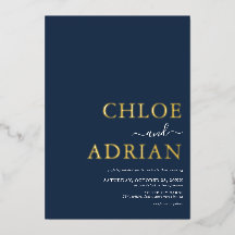 Einfache Minimal Blue Wedding Gold