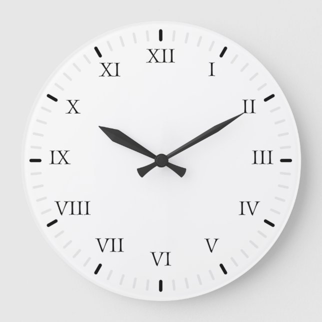 Einfache Minimal Classic römische Zahl Große Wanduhr (Vorderseite)